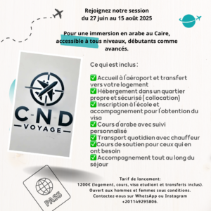 Séjour linguistique du 27 Juin au 15 Août 2025